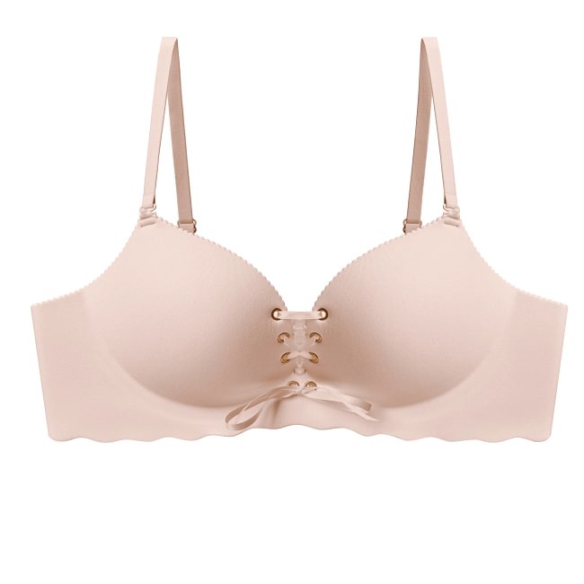 LUCKMEEY Drawstring Push Up Bra | Instant Cleavage & Anti-Sagging | Add 2 Cups Padded Wireless Strapless Bras Comfort Bra for A B C Cups Womenswear Minimalist Pink