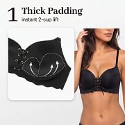 LUCKMEEY Drawstring Push Up Bra | Instant Cleavage & Anti-Sagging | Add 2 Cups Padded Wireless Strapless Bras Comfort Bra for A B C Cups Womenswear Minimalist Pink