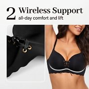 LUCKMEEY Drawstring Push Up Bra | Instant Cleavage & Anti-Sagging | Add 2 Cups Padded Wireless Strapless Bras Comfort Bra for A B C Cups Womenswear Minimalist Pink
